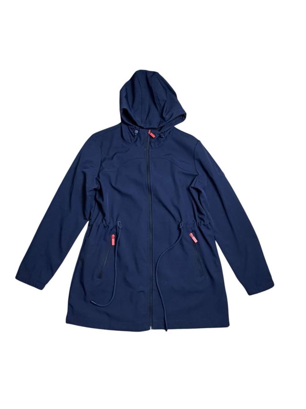 Hunter Navy Hooded Jacket Classic Florence Adjustable Drawcord Zip Front Large - Picture 3 of 11